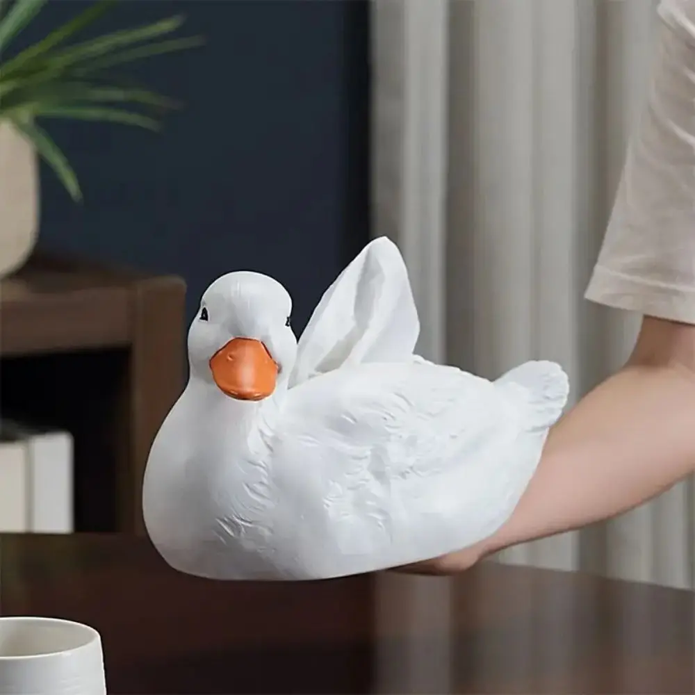 

Water-proof Resin Duck Tissue Box Hollow Bottom Animal Ornament Duck Shaped Tissue Dispenser Durable Convenient