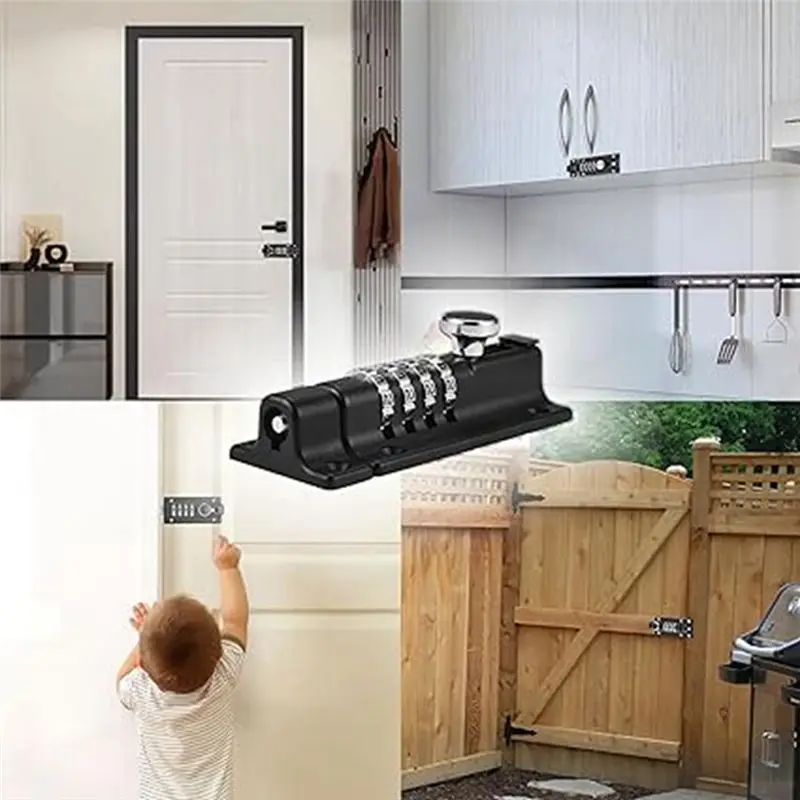Password Latch Lock Sliding Combination Lock Password Door Latch Security Lock Password Lock Catch Durable (Silver)