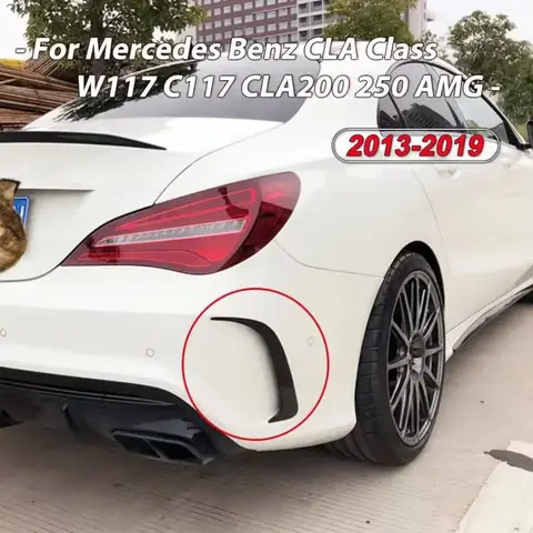 1 Pair ABS Carbon Fiber Look Rear Bumper Spoiler Air Vent Cover Side Canard for Mercedes-Benz 45 AMG W117 CLA 200 250 2014-2018