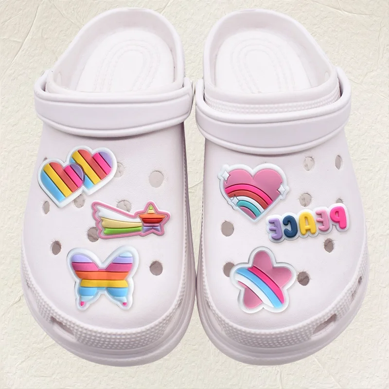 

12Pcs Peace And Love Shoes Charms For Shoe Accessories Decoration Jeans Women Sandals Buckle Kids Favors Men Boy Girl Gift