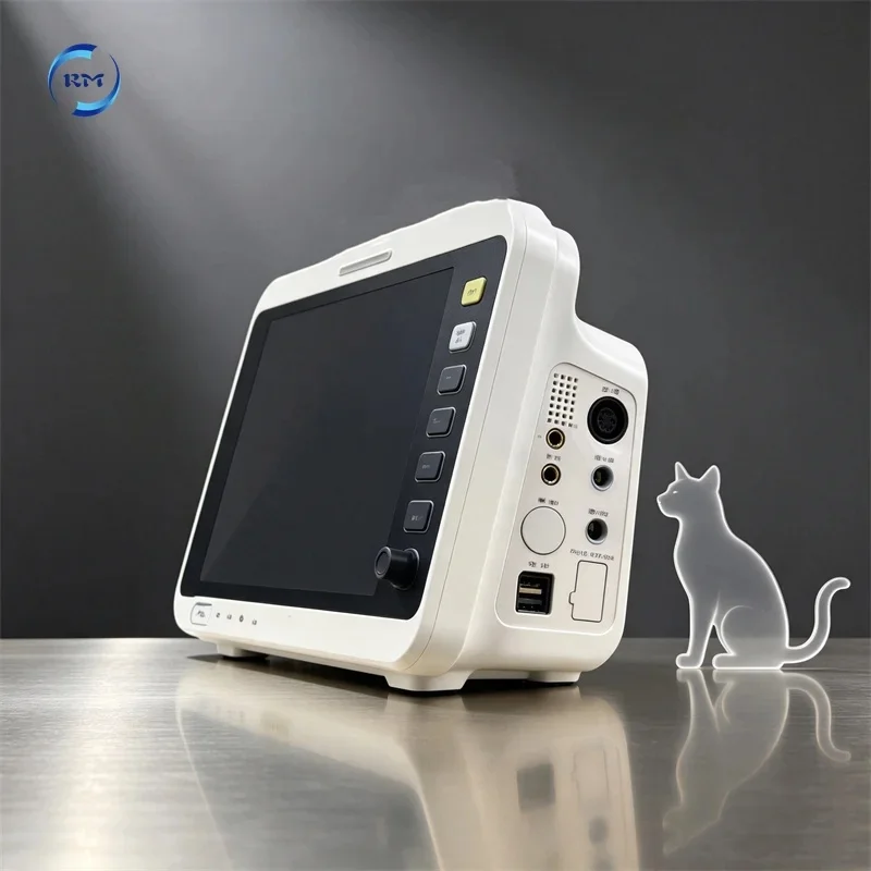 Veterinary Portable Vital Signs Multi‑parameter Monitor Temp Probe Blood Pressure Cuff Included