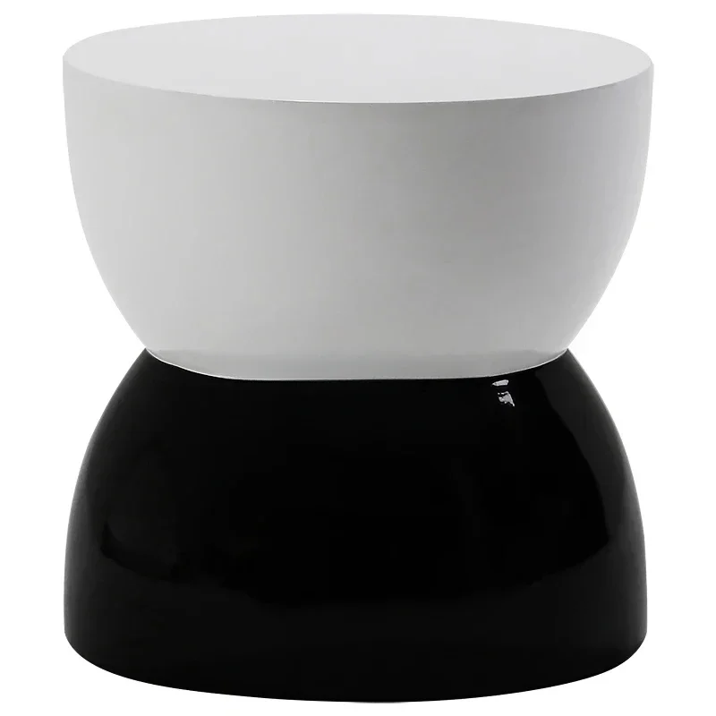 

Amaya black and white color matching round coffee table/bedside table