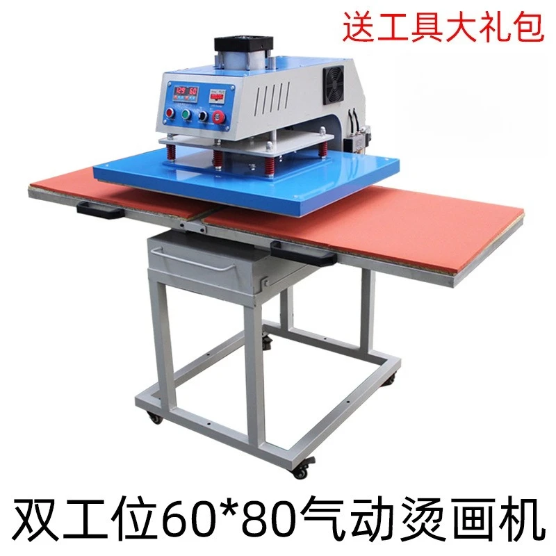 Heat Press Machine 60x80, Pneumatic Automatic T-Shirt Printing, Heat Transfer for Apparel, High Efficiency Thermal Sublimation
