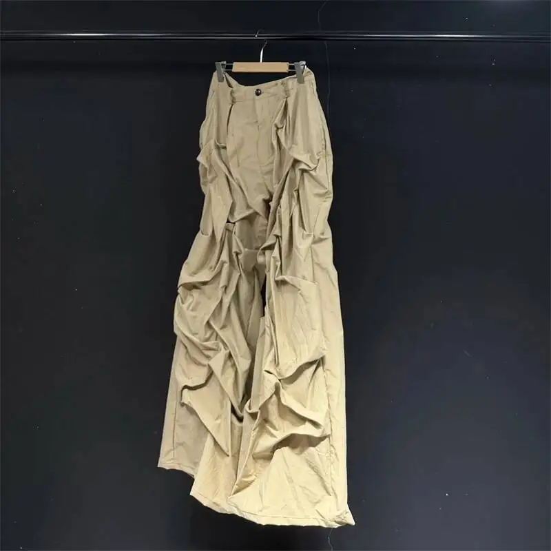 Large Pleated Men Casual Pants Men Simple Solid Color Straight-leg All-match Male Trousers 2026 Autumn New XS45