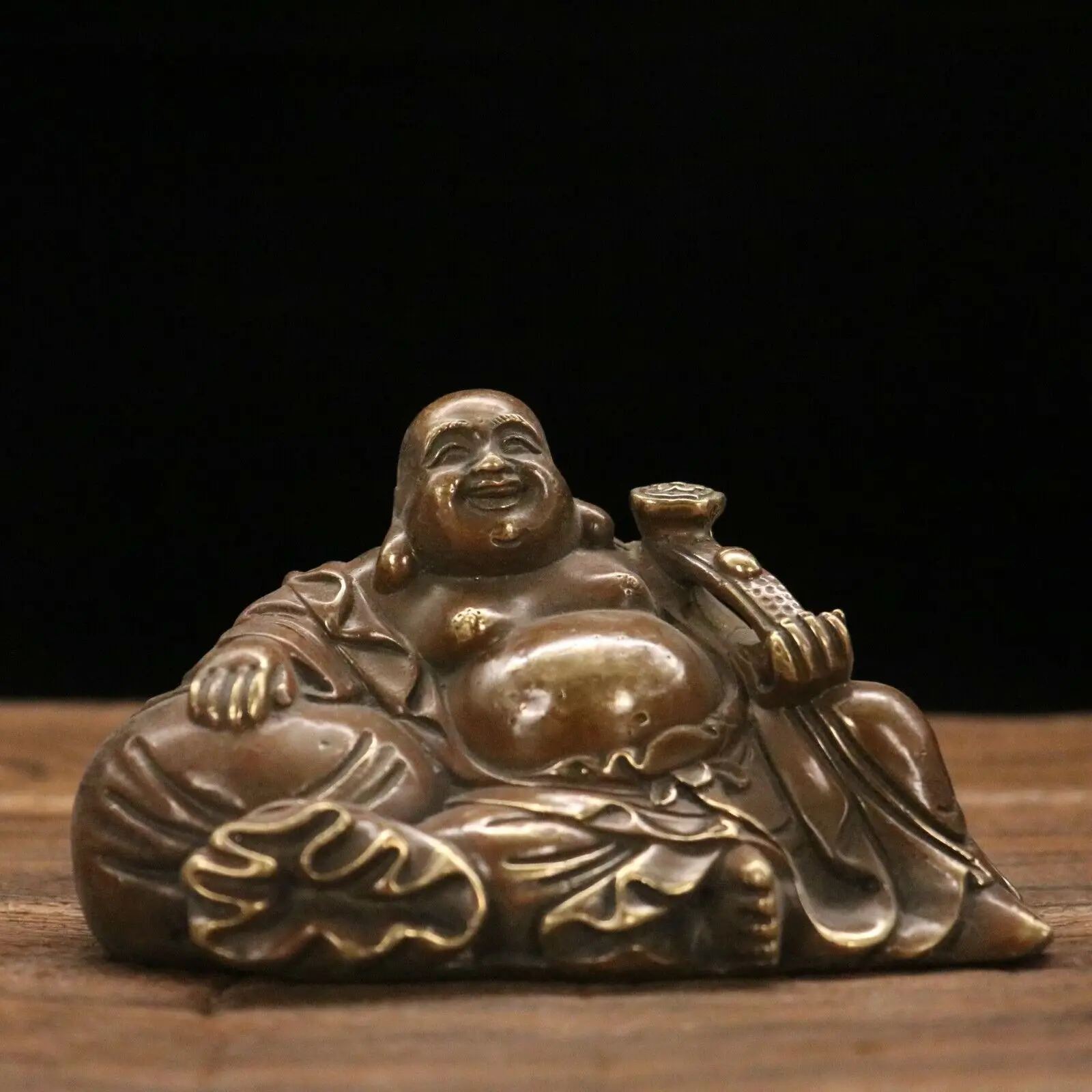 

Chinese Copper Handmade carven Ruyi Maitreya Buddha Exquisite statue 102061