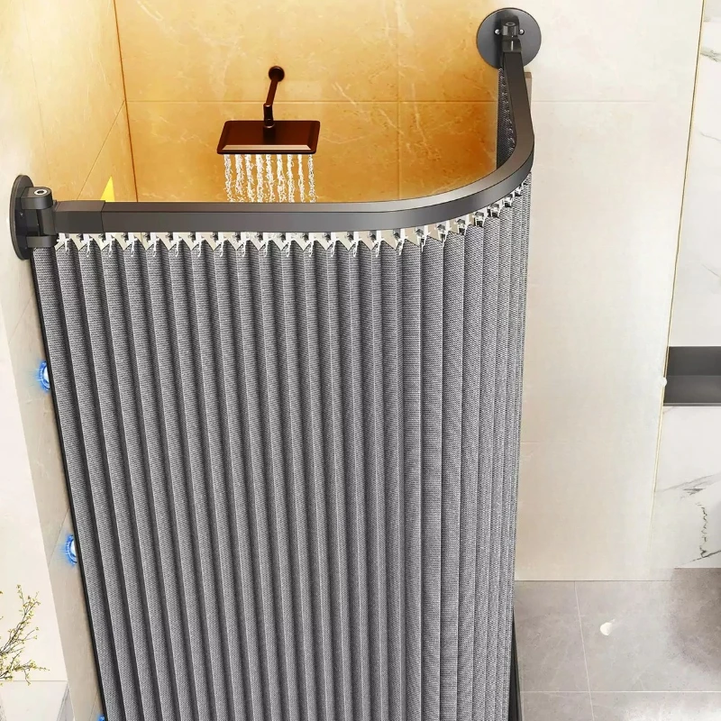 

‌ Изогнутый складной стержень для душа — водонепроницаемый вкладыш без сверления, сухой/влажный экран, компактная магнитная конфиденциальность для ванной комнаты