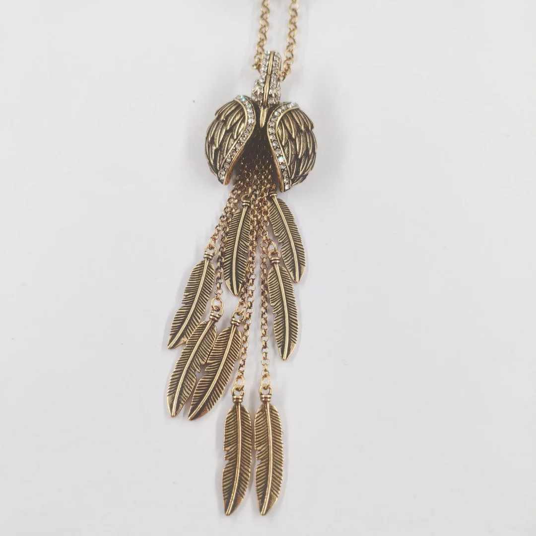 Retro Clown & Swan Pendant Sweater Necklace Rhinestone Inlaid Minimalist Metal Collar Choker Women's Fashion Accessories M1013 image 6
