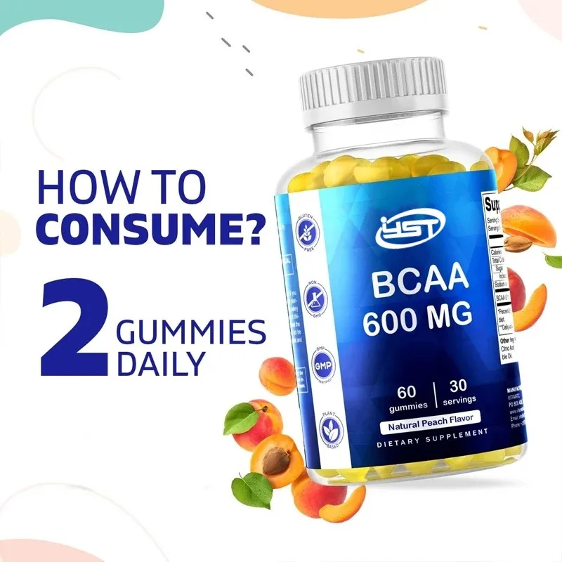 หมากฝรั่ง bcaa-อาหารเสริมกรดอะมิโนสายโซ่ที่แตกแขนง-เสิร์ฟ600mg-60เยลลี่เพคตินบริสุทธิ์ต่อการให้บริการ