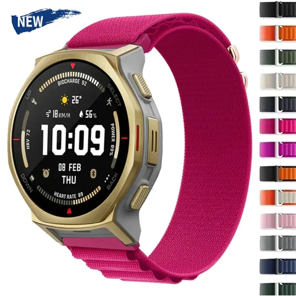 22/20 mm Alpine Nylonarmband für Amazfit T-Rex3 Pro/Helio/Bip Max/Balance 3 Schnelltrocknendes Armband Amazfit Active Max/3/2 Square