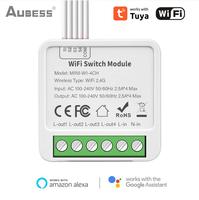Tuya Mini Wifi Smart Switch 1/2/3/4 Gang DIY 2 Way Control Module On Off Breaker Wireless Remote Voice Switches For Google Home
