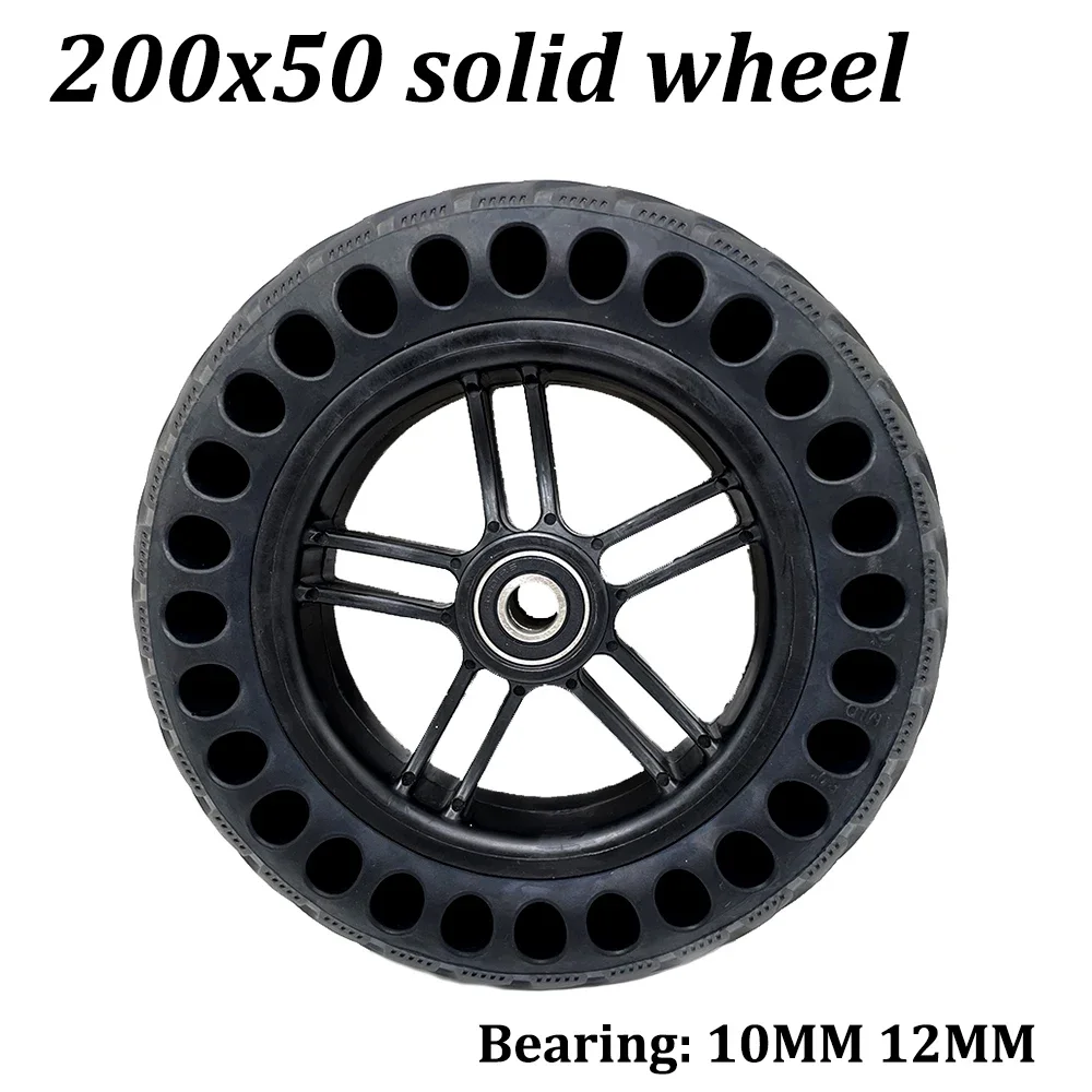 200x50 Solid Wheel with 12MM Bearing for Mini Electric Scooter 8x2 Inch Non Pneumatic Auxiliary Front Wheel