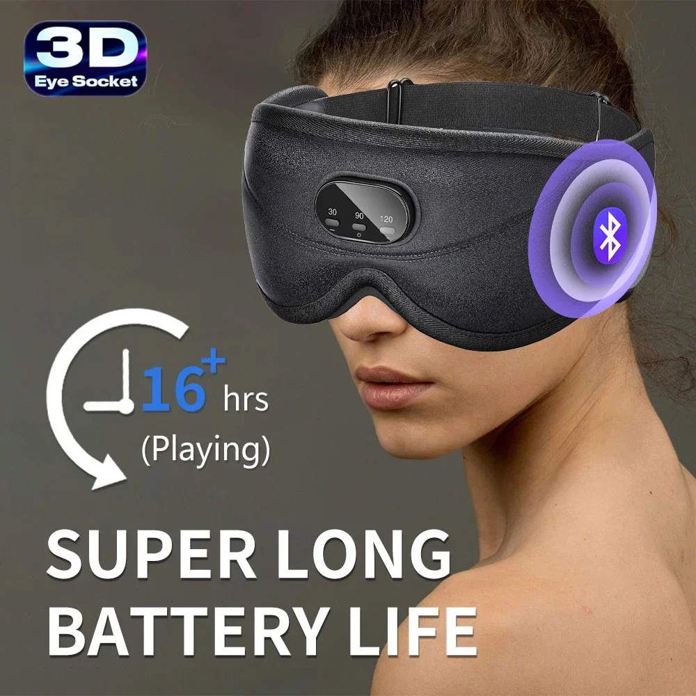 Music Goggles Bluetooth Speakers Blackout 3D Contour Sleep Headphones Suitable for Travel Meditation Relaxation and Comfort