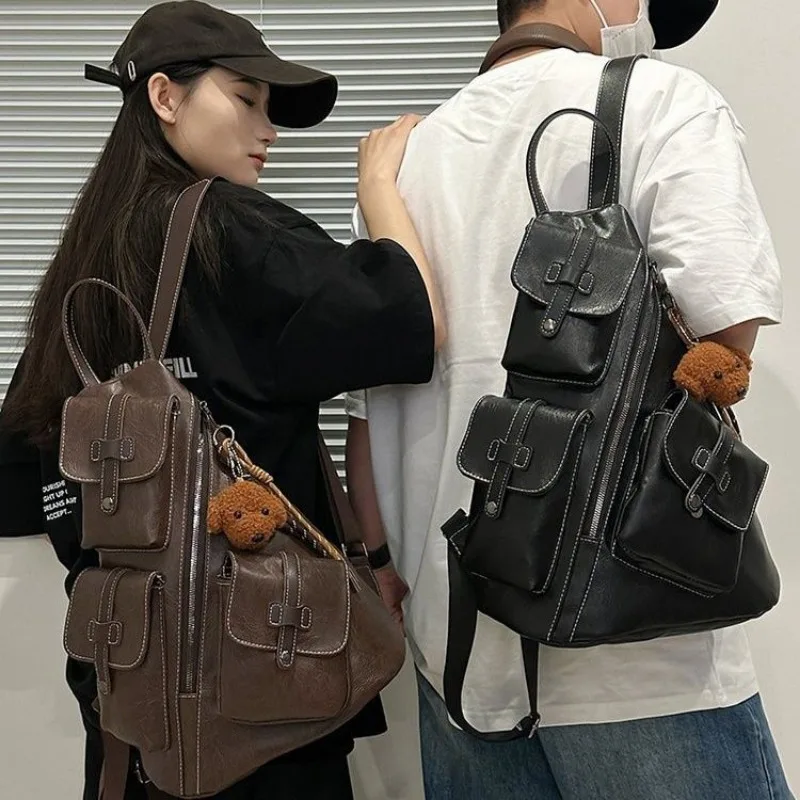 متعددة الوظائف خمر بو الجلود على ظهره الرجال النساء سعة كبيرة في الهواء الطلق دراجة نارية الرياضة حقيبة السفر #6