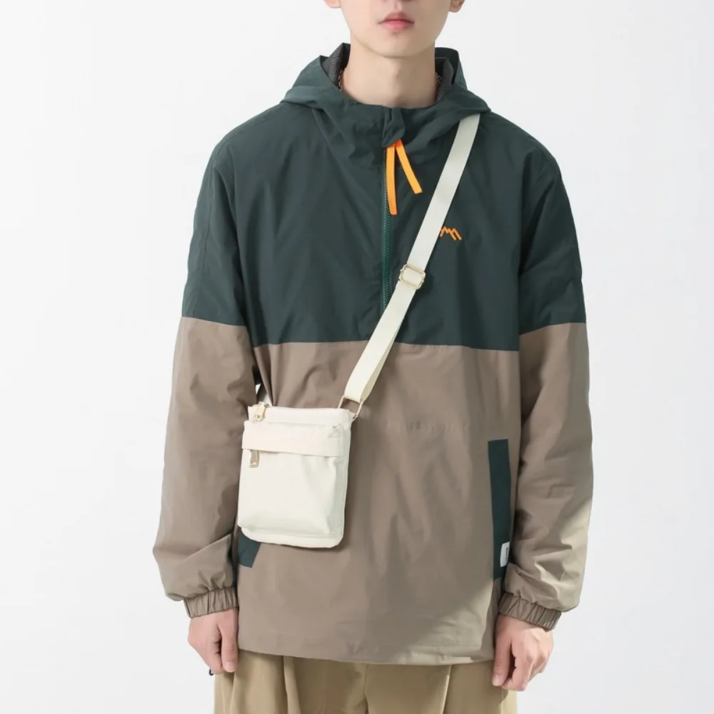 Multifunctional Crossbody Phone Pouch Handheld Korean Style Nylon Shoulder Bag Solid Color Street Style Men Square Bag