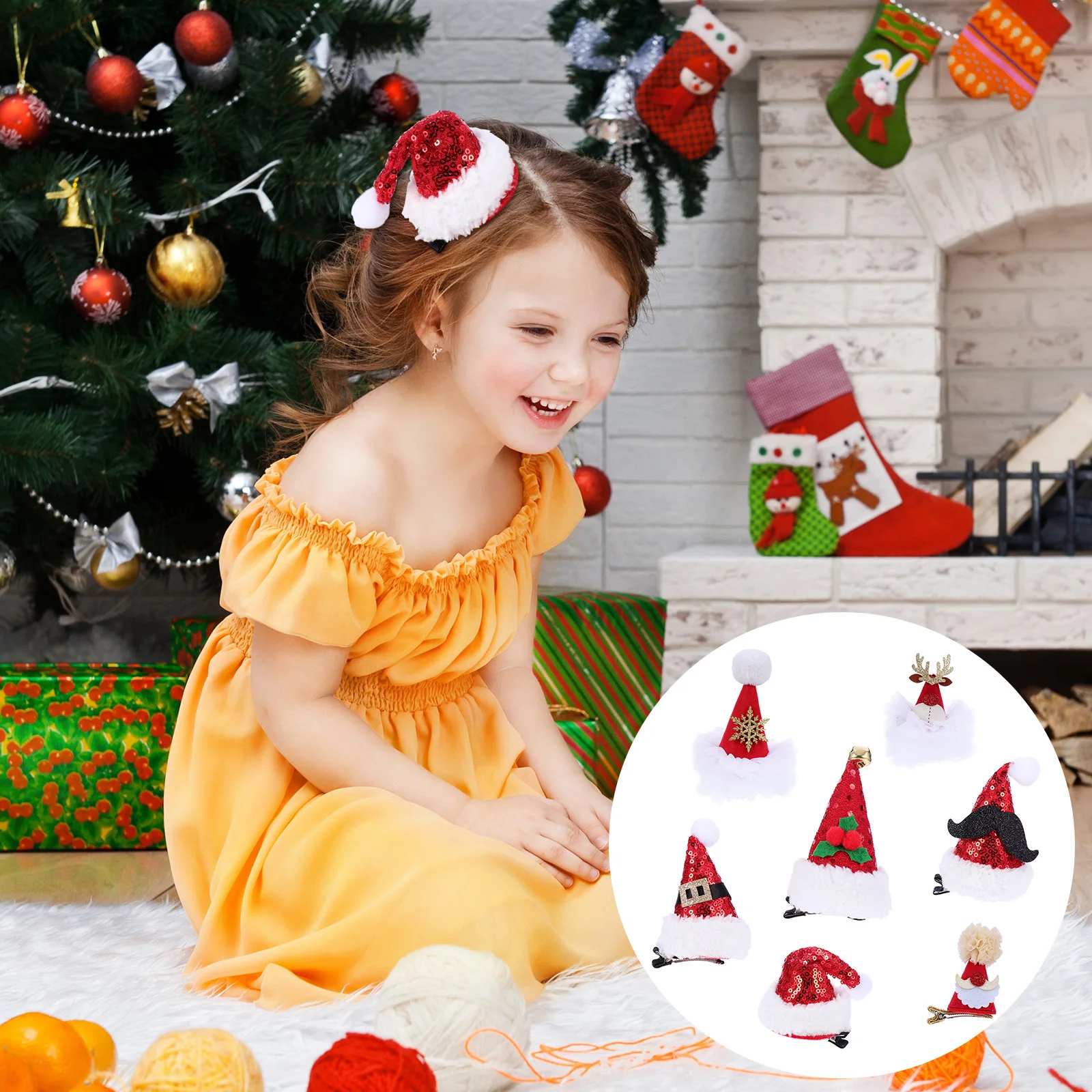 

7Pcs Christmas Hair Clips Shiny Sequin Duckbill Clip Xmas Decor Accessories Christmas Hair Clips Kids Barrettes