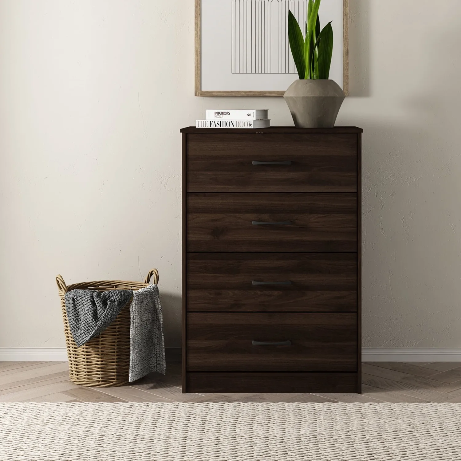 Mainstays Ardent 4 Drawer Dresser, Dark Walnut