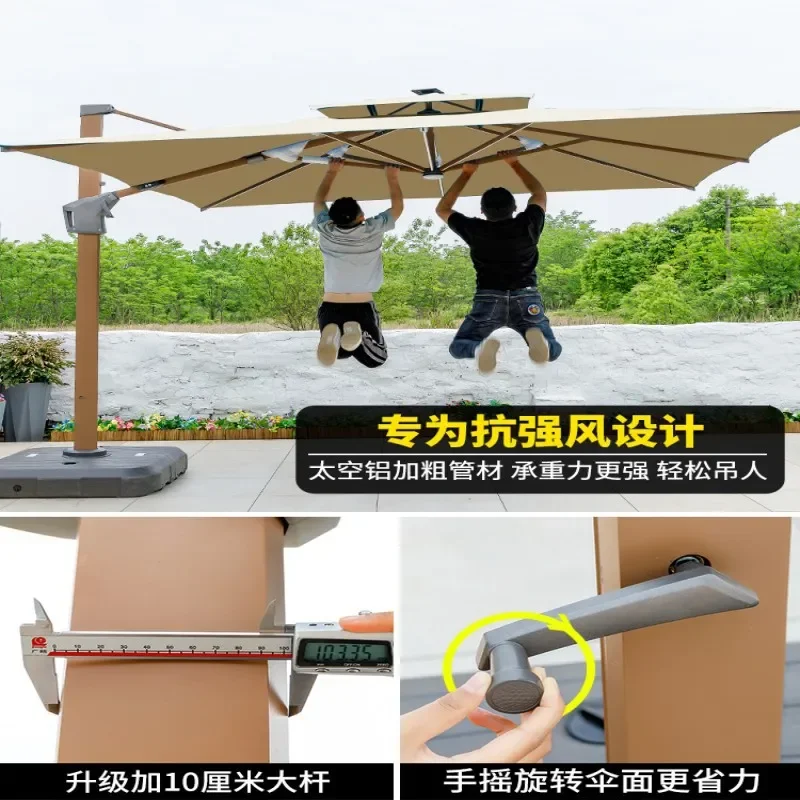 Outdoor Solar LED Light Bar Parasol Large Roman Umbrella for Courtyard Villa Terrace Garden Patio Shade