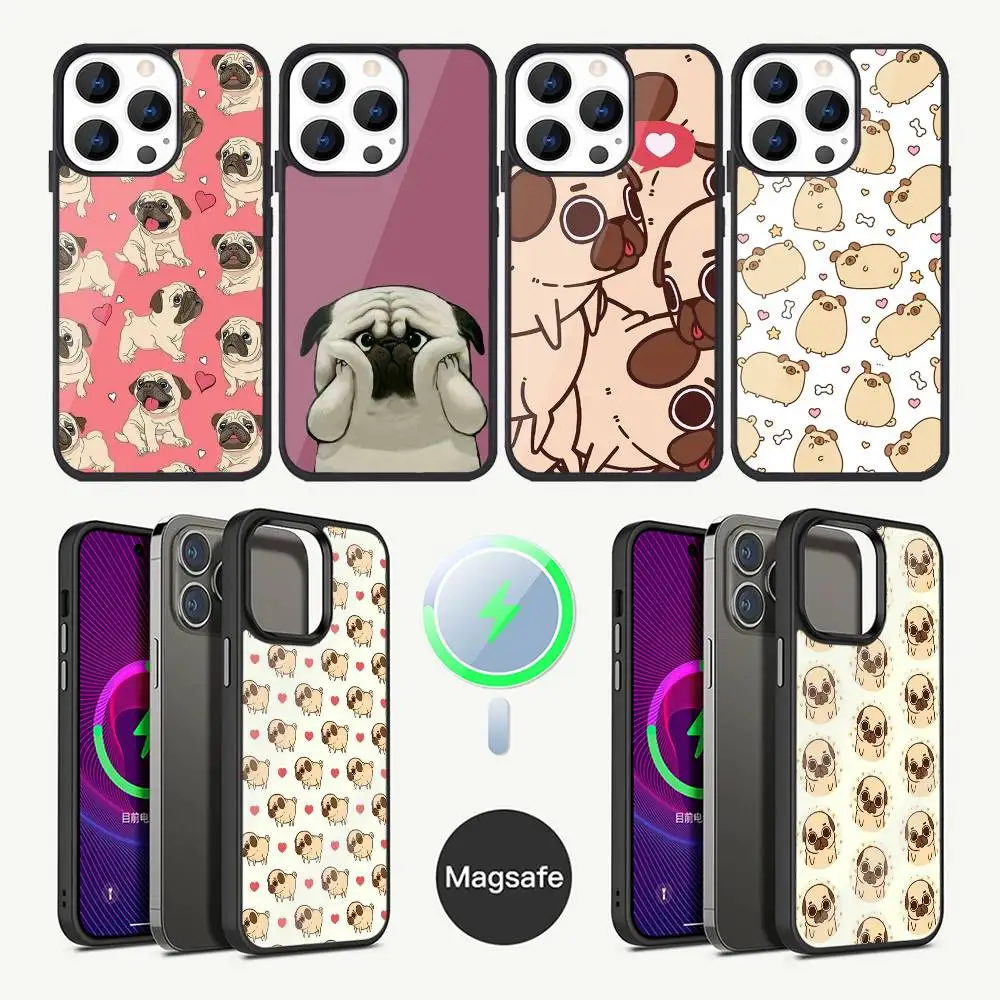 

Милый чехол для телефона с изображением мопса и собаки для iPhone 17,16,15,14,13,12,11, Plus, Pro, Max Mini Magsafe с магнитной беспроводной зарядкой