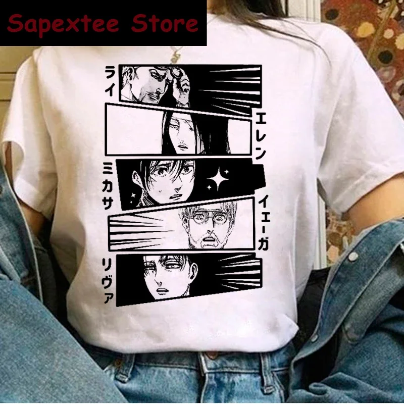 Hot Japanese Anime Attack on Titan T Shirt Women Kawaii Harajuku Cartoon Titans Attack Shingeki No Kyojin Graphic Tees Female