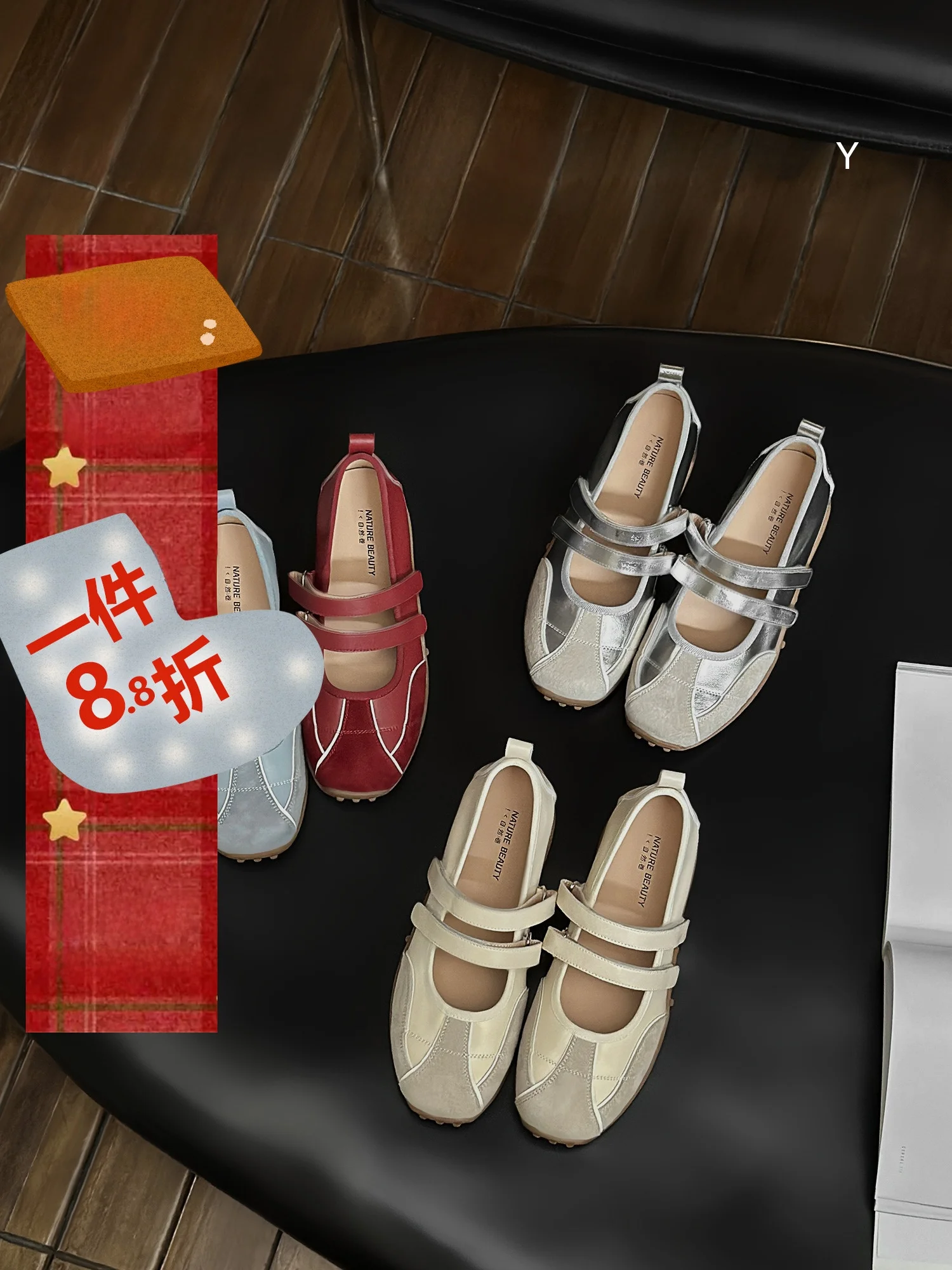 l-curl-ballet-flat-mary-janes-women's-oes-autumn-new-sle-casual-spor-magic-tape-low-cut-comfortable-faionable