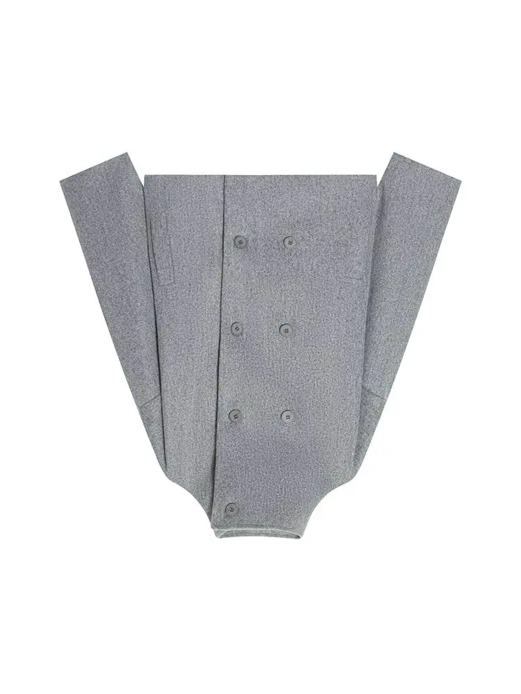 

HH 2026 New Women High Collar Long Sleeves Double Breasted Pocket Decoration Woolen Coat Female Loose Casual Jacket