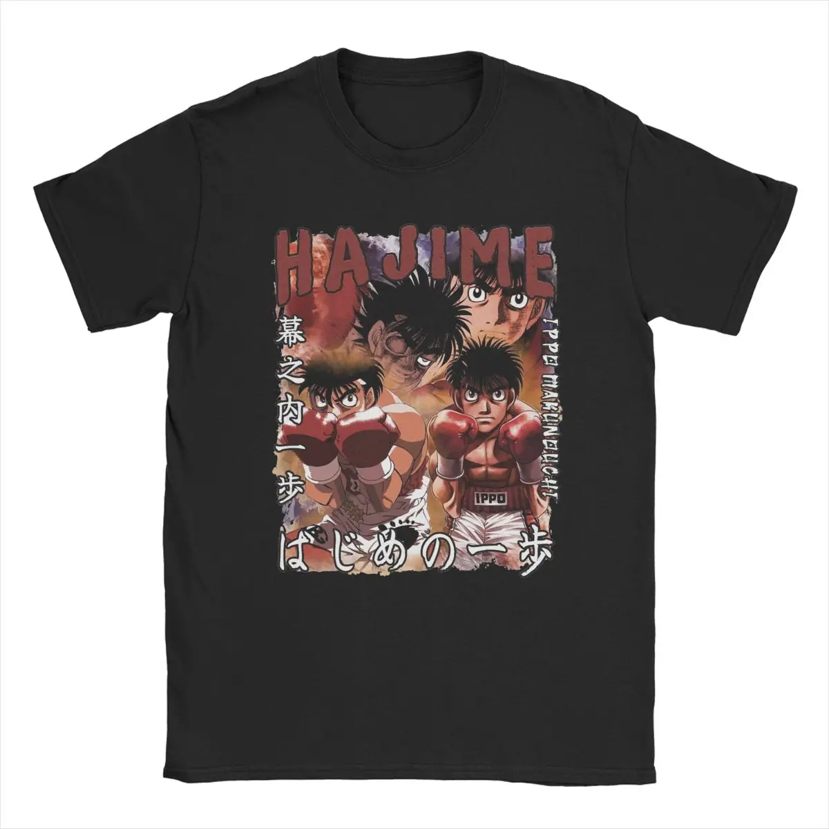 Men Hajime No Ippo Makunouchi Anime T Shirt Pure Cotton Clothes Casual Short Sleeve Crew Neck Tee Shirt 4XL 5XL T-Shirt