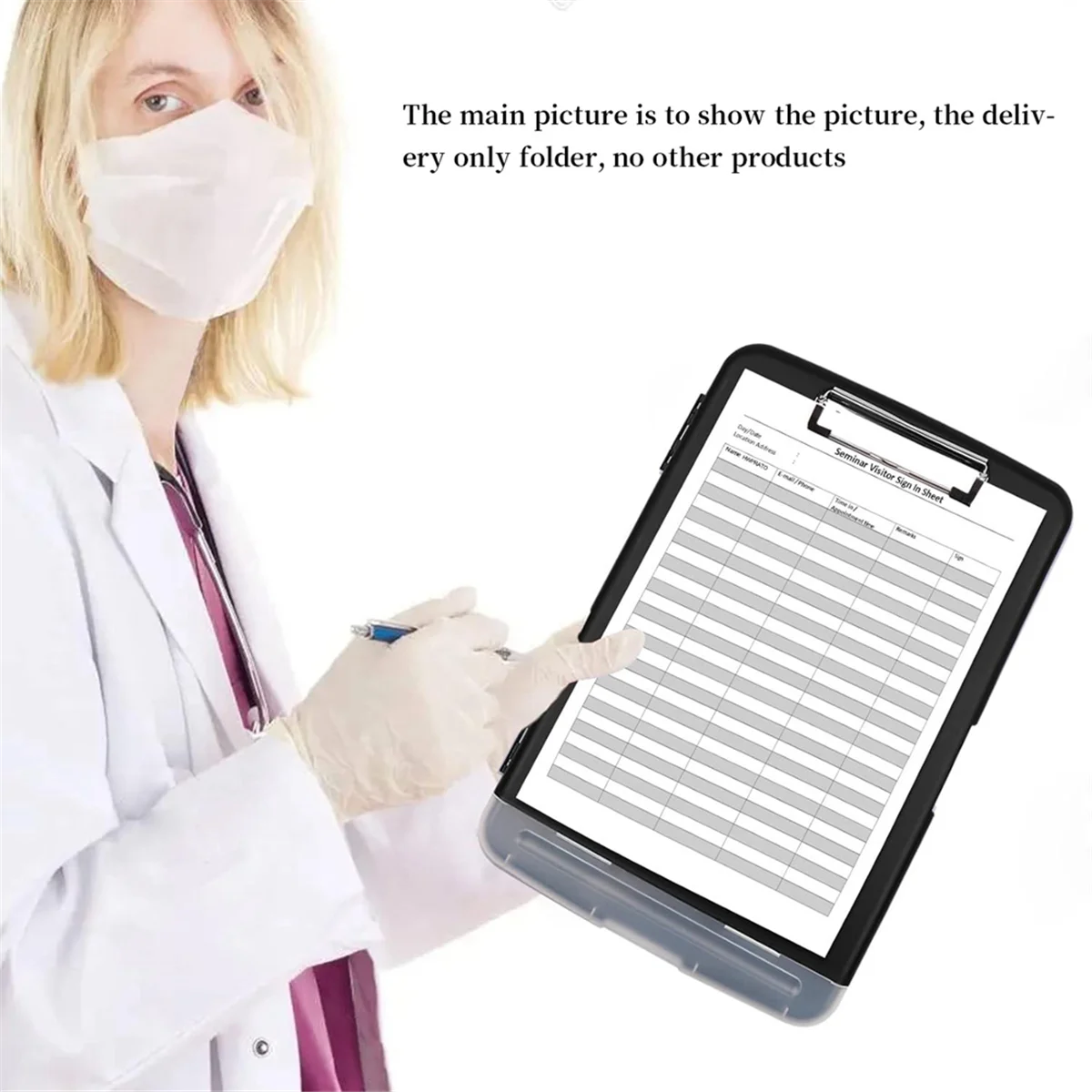 حافظة تنظيم لوح المشبك مع حافظة تخزين للرضاعة، حافظة ملفات قابلة للطي، حافظة بلاستيكية (أسود)