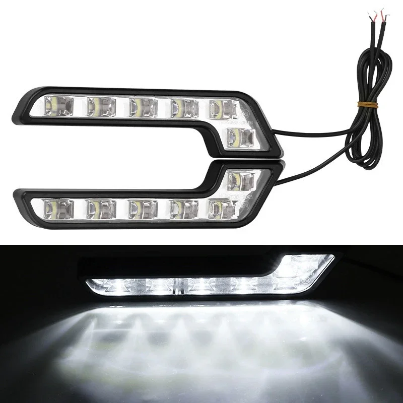2 قطعة/المجموعة 6led مقاوم للماء الضباب الأبيض أضواء القيادة اكسسوارات Drl ضوء L على شكل 12W6k9 العالمي Led سيارة النهار تشغيل ضوء #2