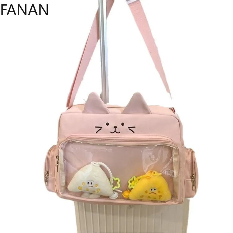فتاة يابانية كول Ita حقيبة شفافة الوردي سعة صغيرة المحفظة حقيبة كروسبودي حقيبة كتف الحلو Kawaii DIY أنيمي بولسو