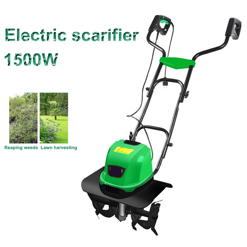 1500W Electric Scarifier Micro-Tiller Tiller Small Agricultural Plowing Machine Household Plowing Multifunctional Garden