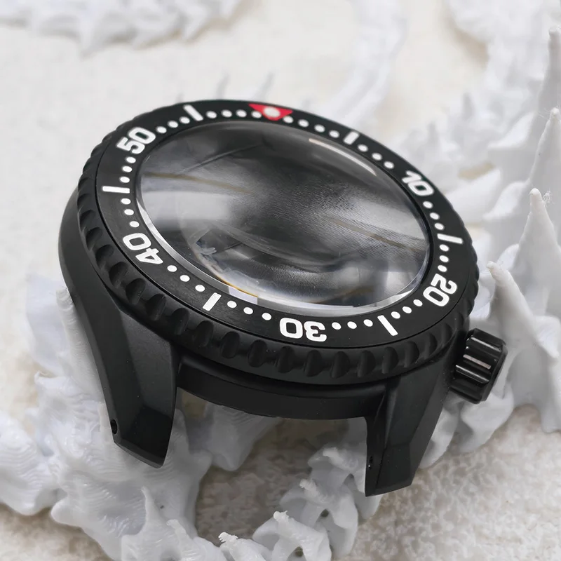 42mm Mod SPB185 NH35 Watch Case Matte Black with Domed Sapphire Glass Crystal Fit NH35 NH36 4R 7S Movement Men's Dive Watch Case