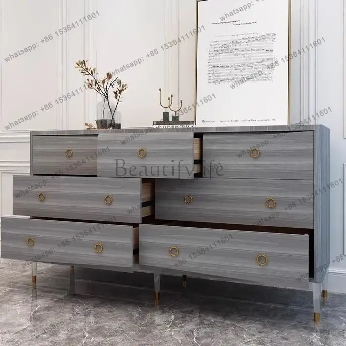 American light luxury solid wood seven-chest cabinet, bedroom storage, living room partition decorative cabinet