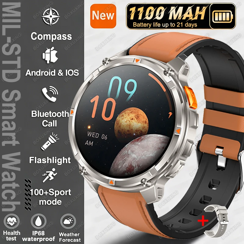 2026 Neue T-Rex 3 Ultra 1100mAh Smartwatch 5ATM Wasserdicht Outdoor-Sport GPS-Tracking Herzfrequenz-Kompass Bluetooth-Anruf Smartwatch