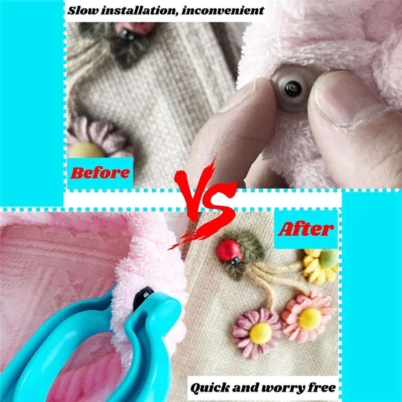 BEDW-Safety Eye Tool für Amigurumi, Safety Eyes Häkelwerkzeuge für Amgurumi Häkeln gefüllt, 5–30 mm Augenherstellungszubehör