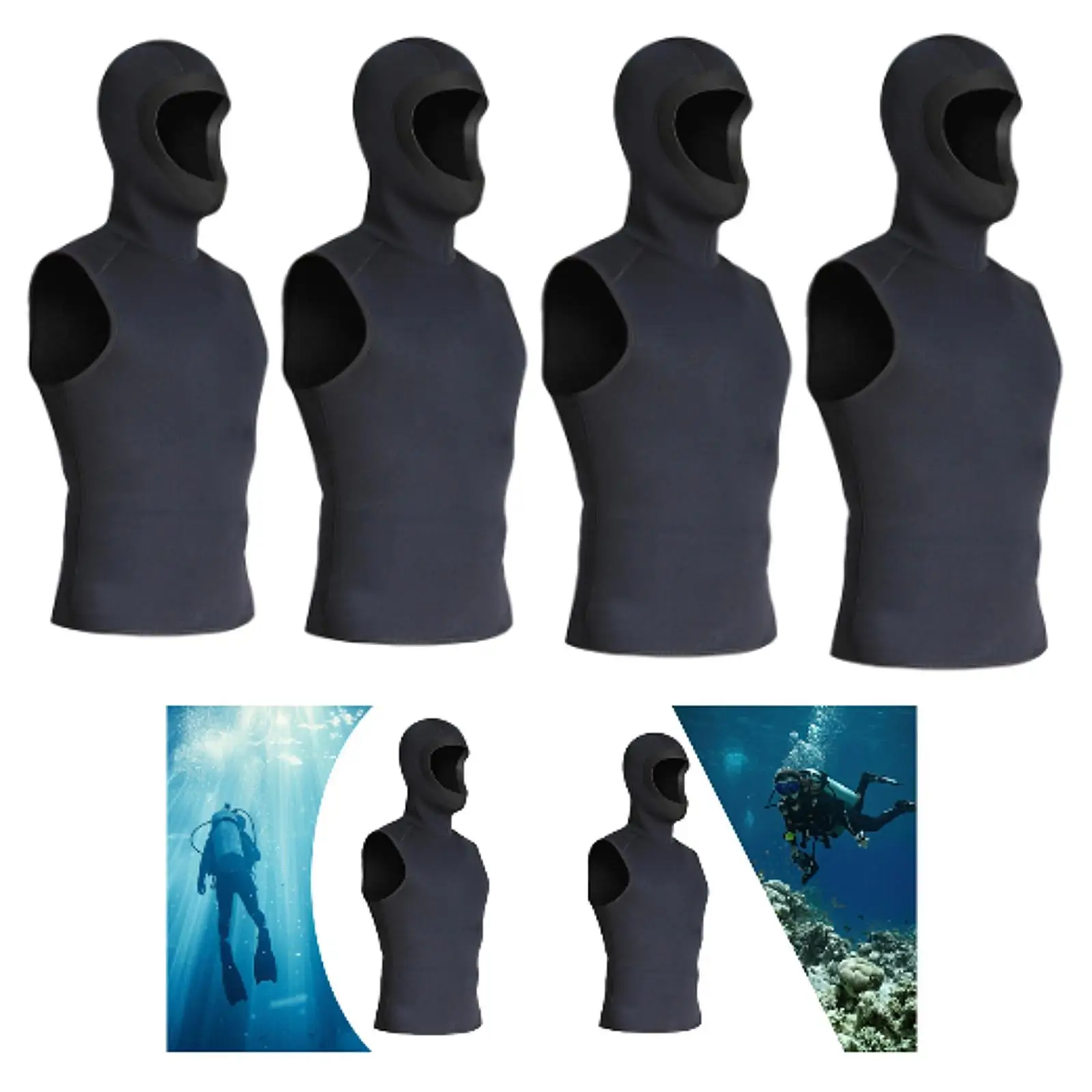 

3mm Neoprene Wetsuit Hooded Vest for Men Women Keep Warm Wet Suit Vest for Swimming Snorkeling Surfing Water Sports Canoeing