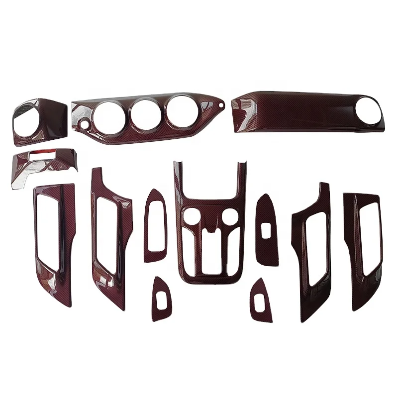 

Set of 13 Black and Red Carbon Fiber Upholstery Trim Center Console Dashboard Cover Door Panels for 300 2021