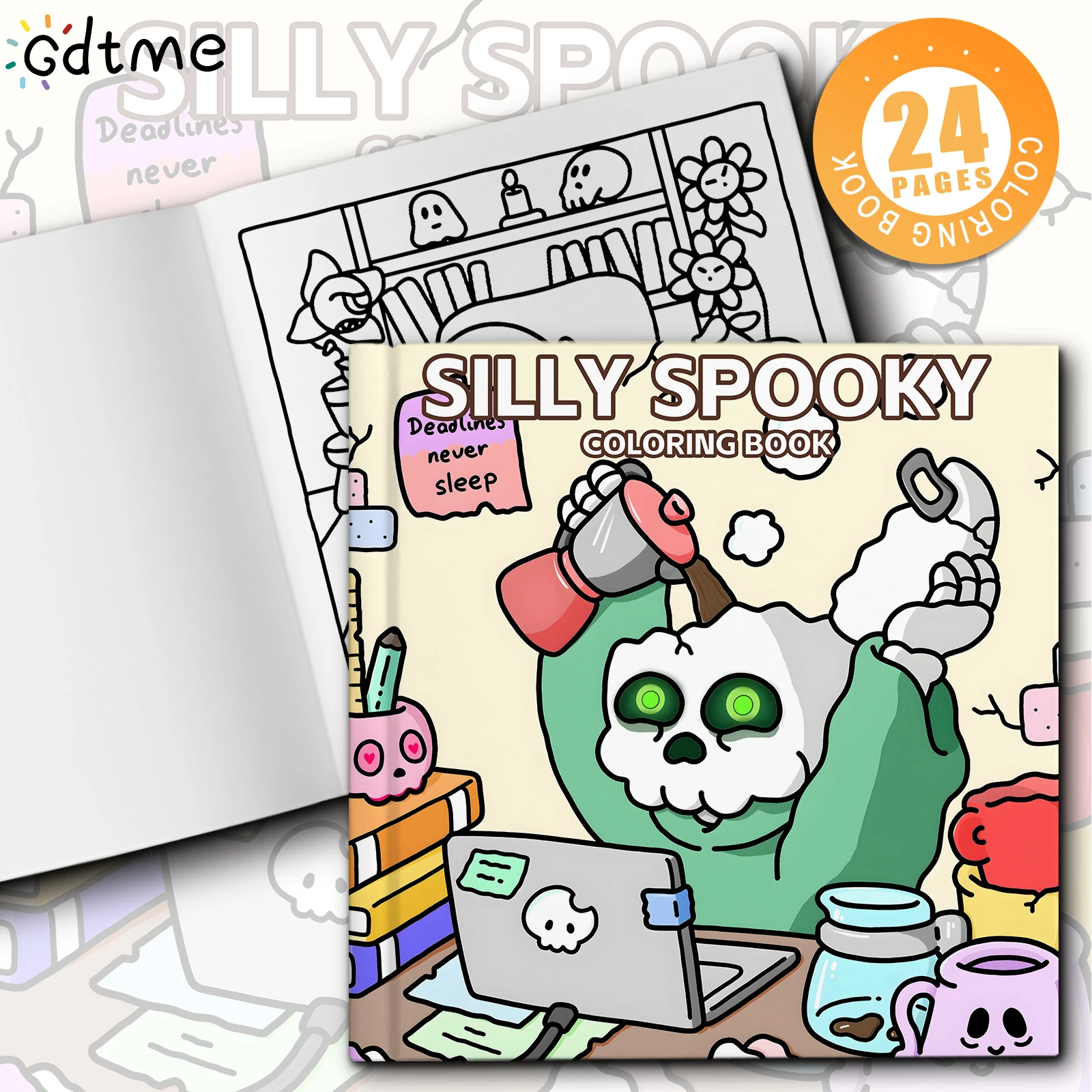 كتاب تلوين سيلي سبوكي للبالغين والمراهقين يتميز بشخصيات مخيفة لطيفة في لحظات ممتعة ومريحة للاسترخاء والسراويل