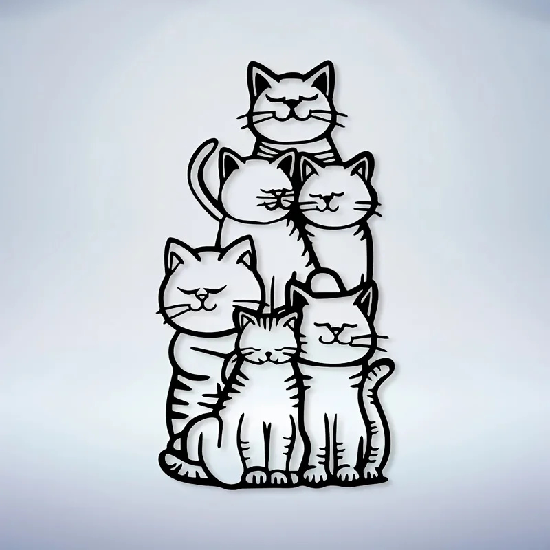 1pc WhimsyCat Metal Cat Silhouette Wall Art, Minimalist Hanging Decor for Cat Lovers, No-Electricity Outdoor Festive Decoration,