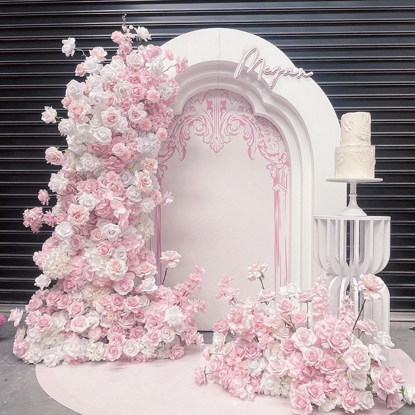 Decoração de palco de casamento fundo acrílico quadrado branco