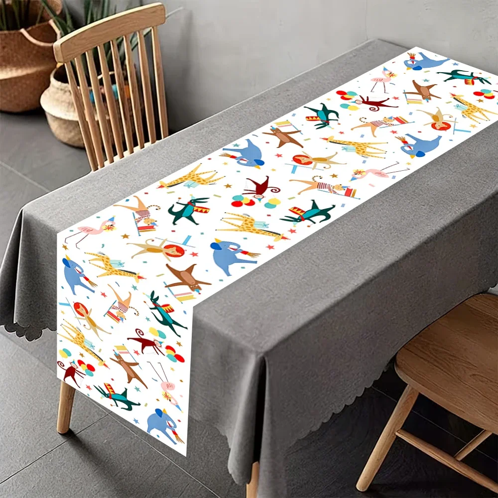Animal Circus Table Runner, All-Season Versatile, Kitchen Dining & Party Table Runner