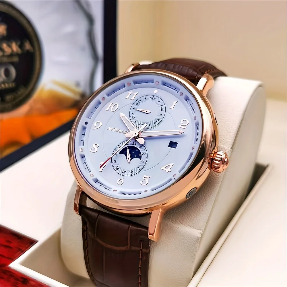 High-End Luxury Men's Mechanical Watch, Fully Automatic Skeleton Design, Fashionable Business Casual Niche Versatile Stylish Trendy Men's Wristwatch, Best-Selling Watch, Top Choice for Men's Gifts, Brand Name Watch, Preferred Gift Brand, Trendy Men's Watch in European, American, Japanese, and Korean Styles