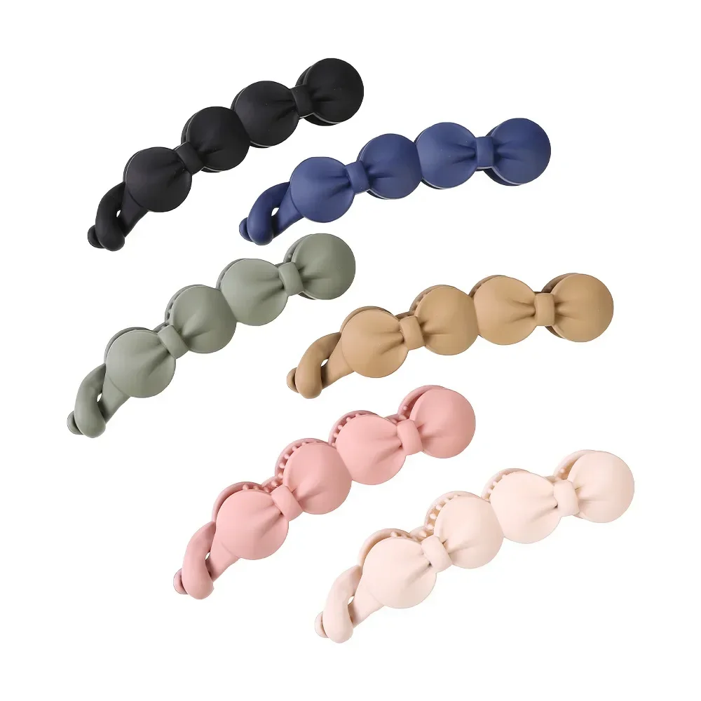 Frosted Bow Banana Clip Women Girls Hair Styling Plastic Hair Crab Clip Hair Twist Hairpins Girls Styling Headwear Accessories