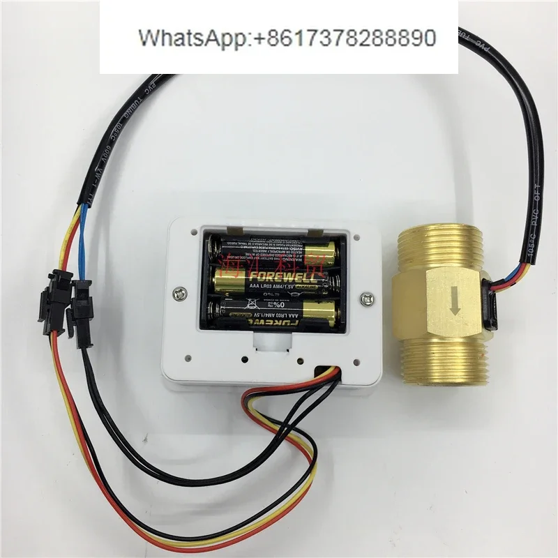 Intelligent electronic digital flowmeter display meter, measuring temperature, flow rate and  , with 1 inch water flow sensor