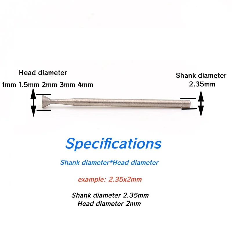 600/1200 Grit Diamond Grinding Head Grind Burrs Drill Bits For Stone Jade DIY Rotary Tool Accessories C3 Needle 2.35mm Shank