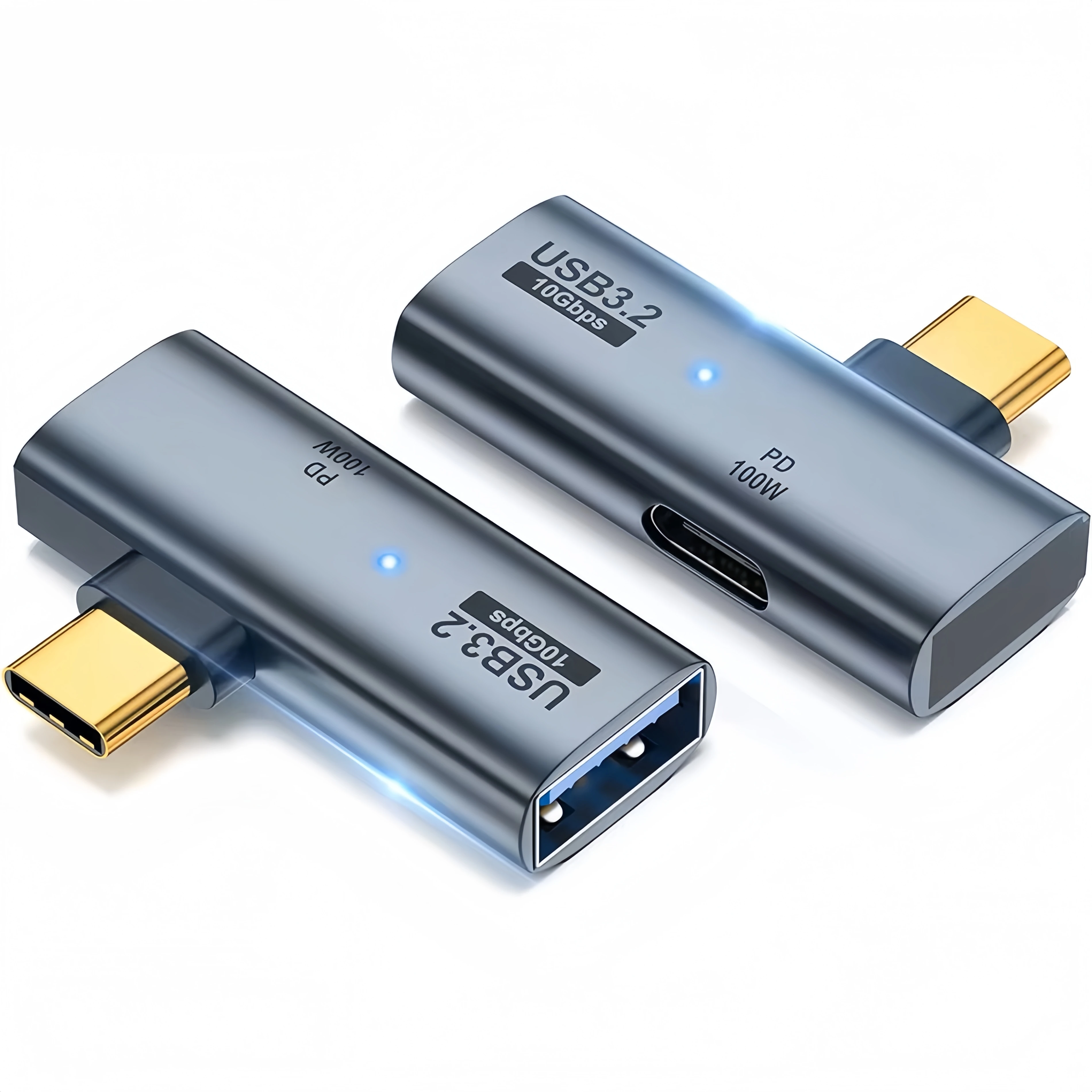 2-in-1 USB-C OTG Adapter Type-C Male to USB-C Female + USB 3.2 Splitter, 100W PD Fast Charging for Laptop/Tablet