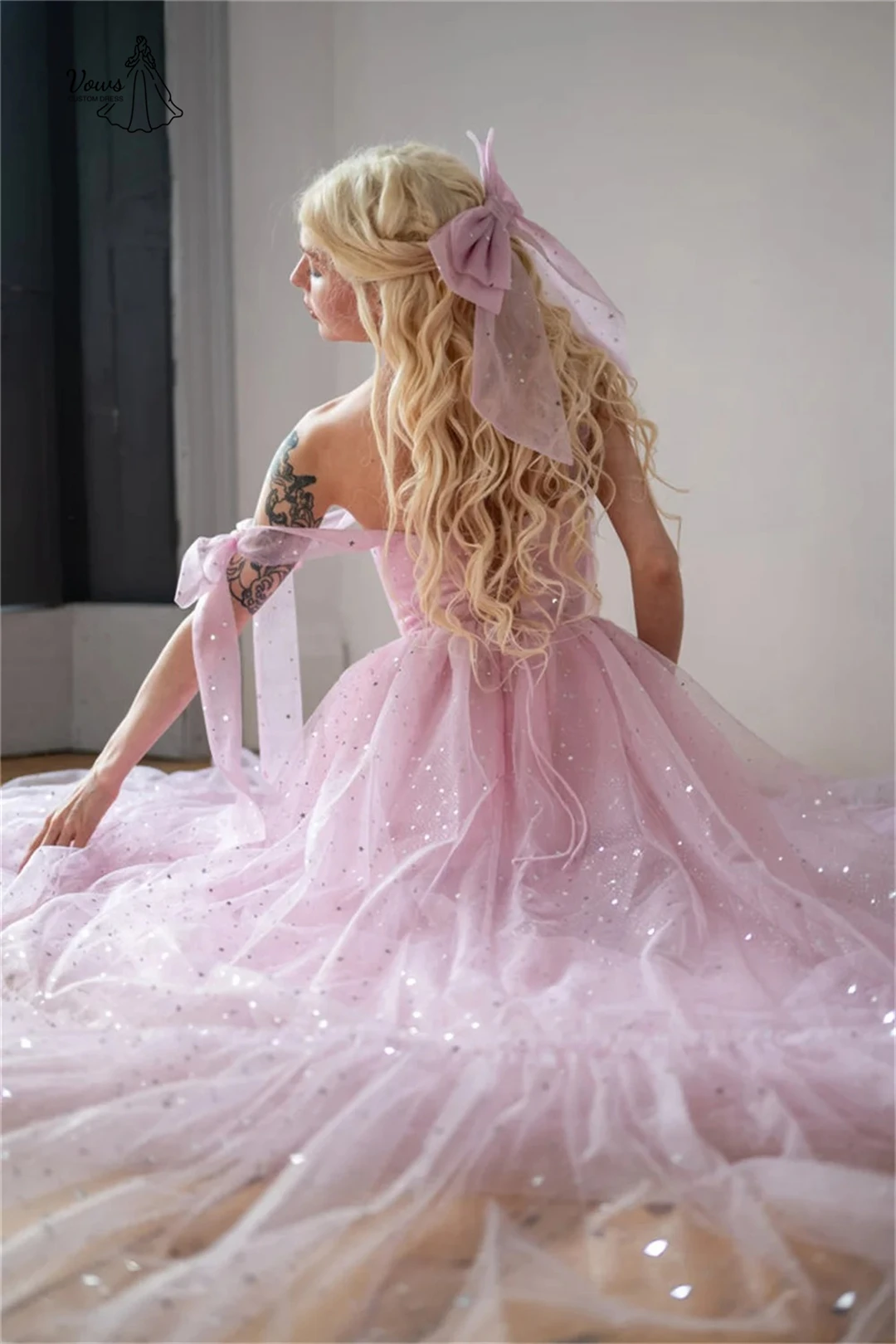 Vows Line A Luxurious Prom Dress 2025 Luxury Evening Dress Pink Tulle Elegant Dresses for Woman Custom Made Multi-layer Ballgown