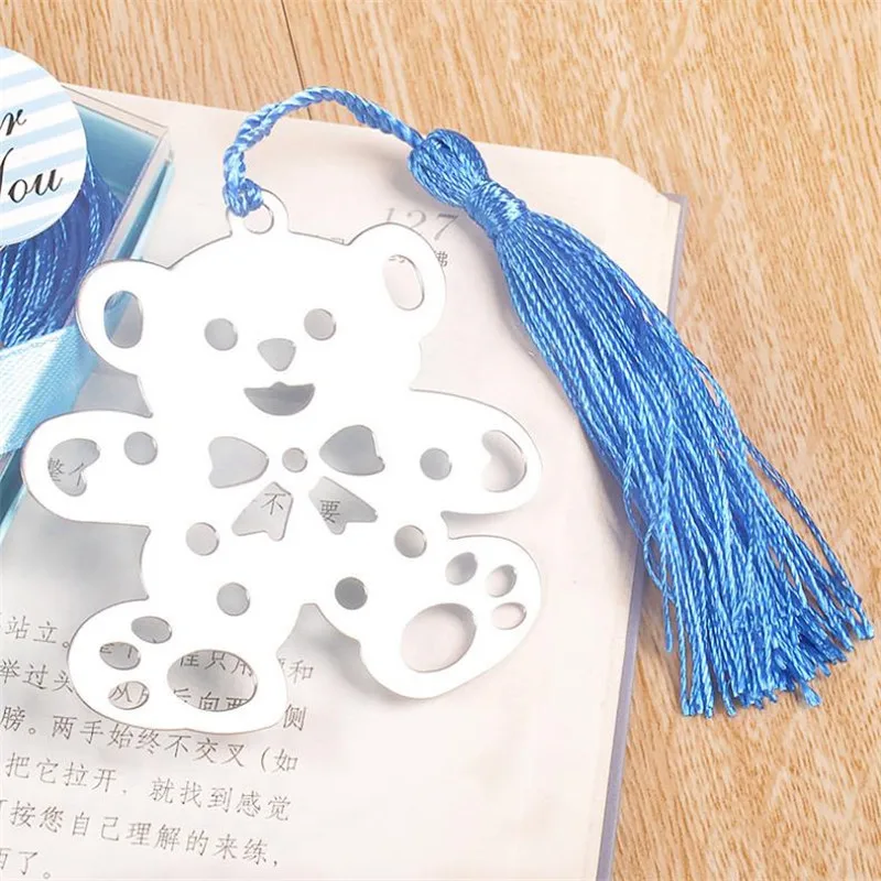 Imagem -03 - Urso de Pelúcia Tasselbookmarks Crianças Chá de Fraldas Regalos de Boda Paralos Convidados Favores de Casamento e Presentes para o Convidado 50 Peças