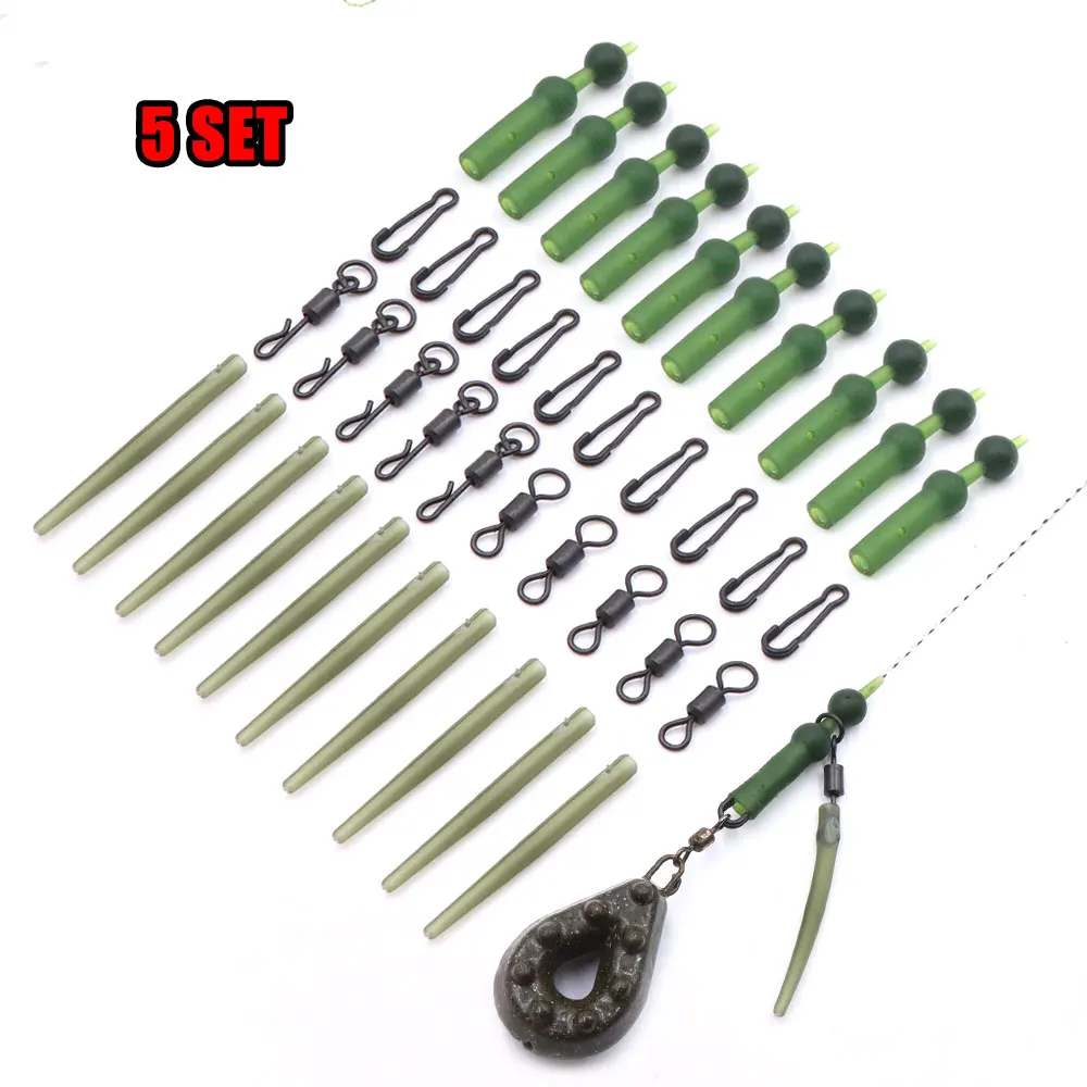 5 Helicopter Rig Kit For Carp Fishing Accessories Set Anti Tangle Sleeve Quick Change Swivels Ring Clips Terminal Fishing Tackle