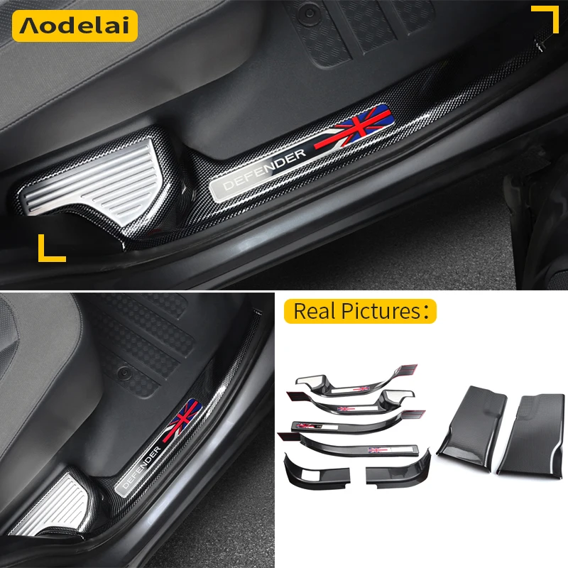 

For 20-25 Land Rover Defender 110 threshold strip foot pedal ABS carbon fiber pattern full packaging accessories
