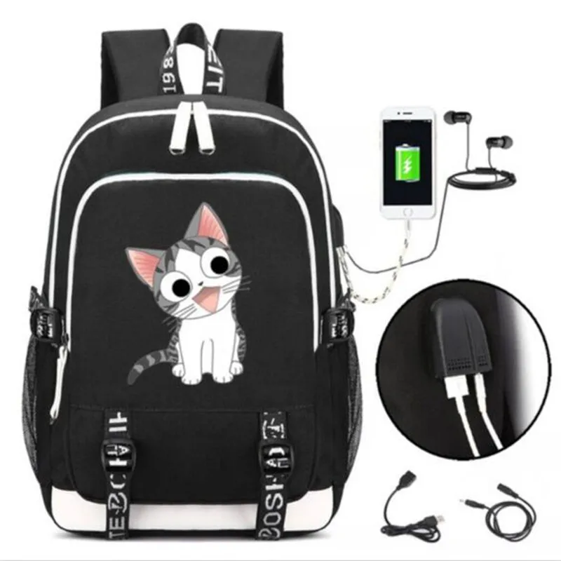 Chi's Sweet Home Cat Girl  nicorn Backpack Bag Rucksack w/ USB Fashion Port and Lock / Headphone Anime Book Bag Laptops Gift